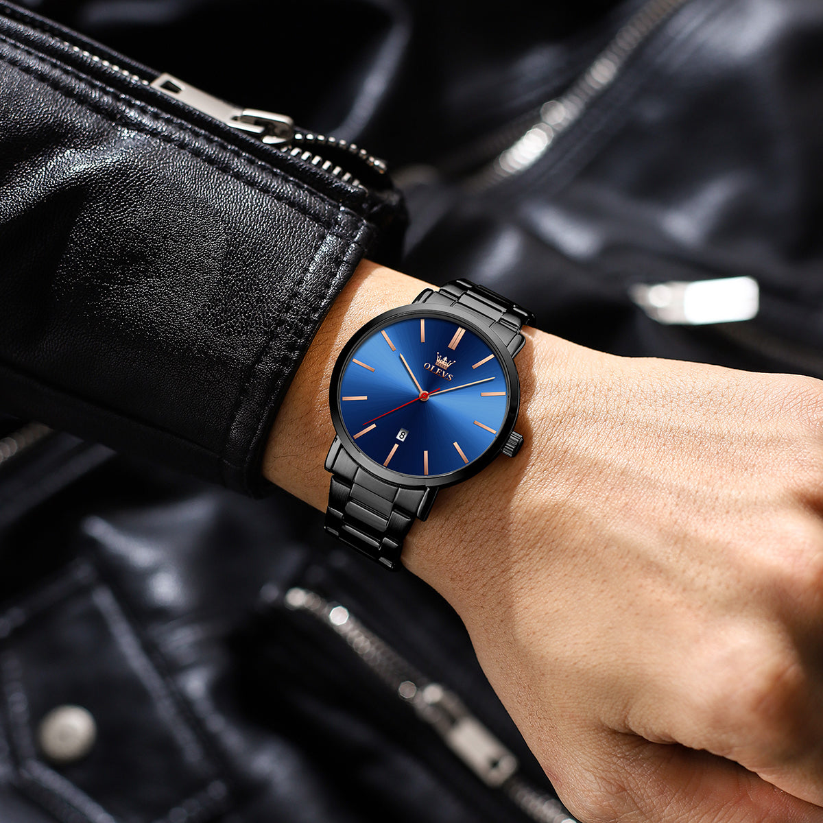 Black Strap-Blue Dial Black Trim