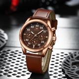 Brown Strap-Brown Dial Rose Trim