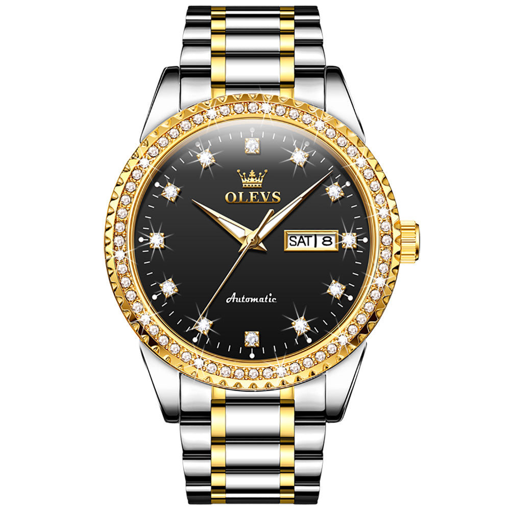 Two Tone Strap-Black Dial Gold Trim