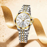 Two Tone Strap-White Dial Gold Trim