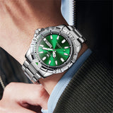 Silver Strap-White Dial Green Trim