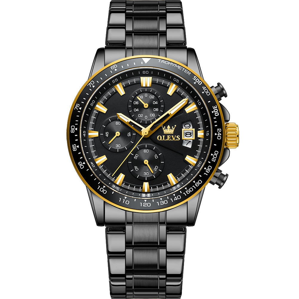 Black Strap-Black Dial Gold Trim