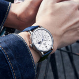 Blue Strap-White Dial Silver Trim