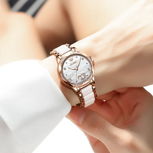 Two Tone Strap-White Dial Rose gold Trim