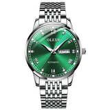 Silver Strap-White Dial Green Trim