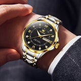 Two Tone Strap-Black Dial Gold Trim