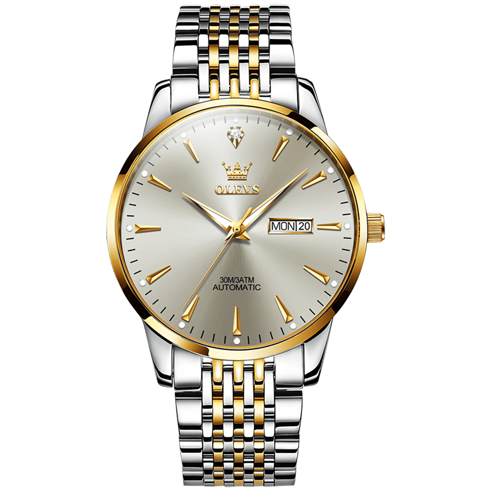 Two Tone Strap-Grey Dial Gold Trim