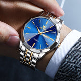 Two Tone Strap-Blue Dial Silver Trim