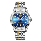 Two Tone Strap-Blue Dial Silver Trim