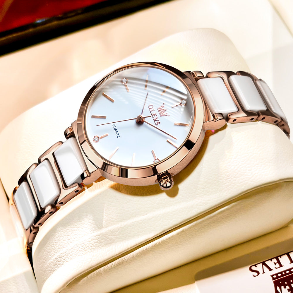 Two Tone Strap-White Dial Rose gold Trim