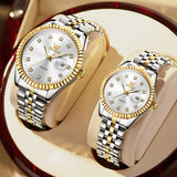 Two Tone Strap-White Dial Gold Trim