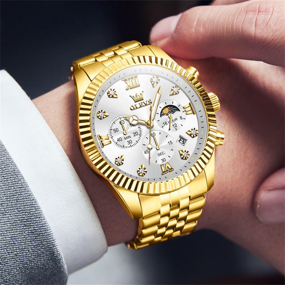 Gold Strap-White Dial Gold Trim