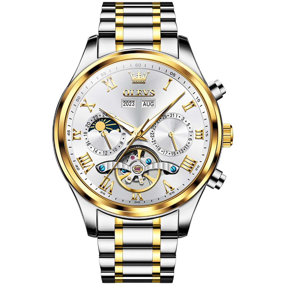 Two Tone Strap-White Dial Gold Trim