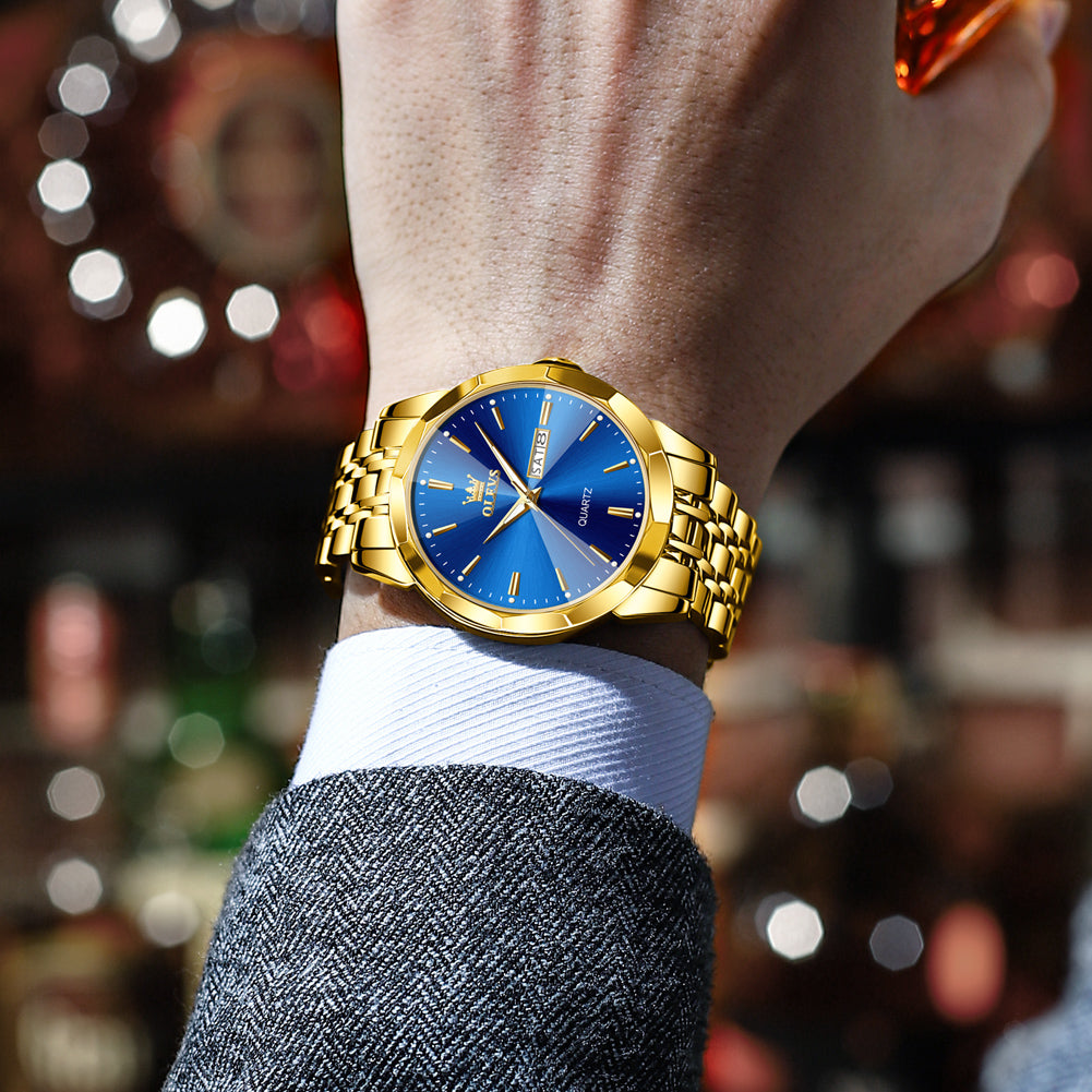 Gold Strap-Blue Dial Gold Trim