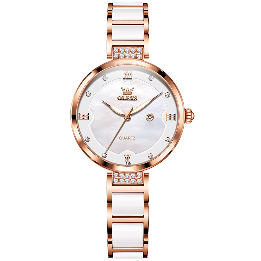 Two Tone Strap-White Dial Rose gold Trim