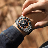 Black Strap- Orange Dial Black Trim