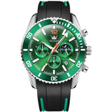 Black Strap-White Dial Green Trim