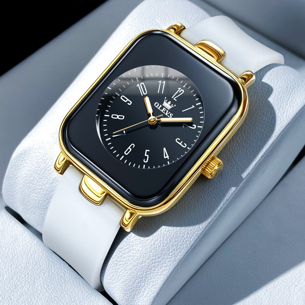 Silver Strap-Black Dial Gold Trim