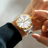 Two Tone Strap-White Dial Gold Trim