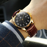 Brown Strap-Black Dial Gold Trim