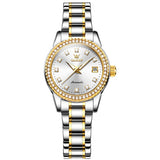 Two Tone Strap-White Dial Gold Trim