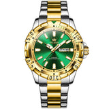 Two Tone Strap-Green Dial Gold Trim