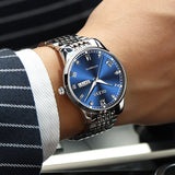 Silver Strap-Blue Dial Silver Trim