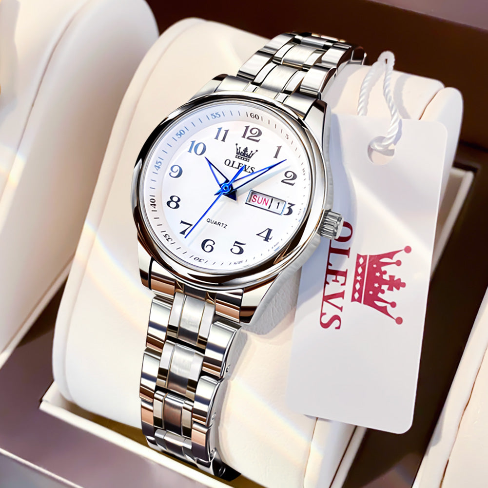 Silver Strap-White Dial Silver Trim