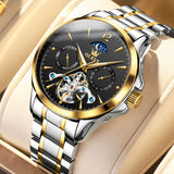 Two Tone Strap-Black Dial Gold Trim