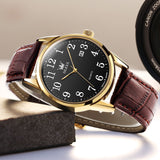 Brown Strap-Black Dial Gold Trim