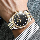 Two Tone Strap-Black Dial Gold Trim