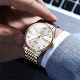 Two Tone Strap-White Dial Gold Trim