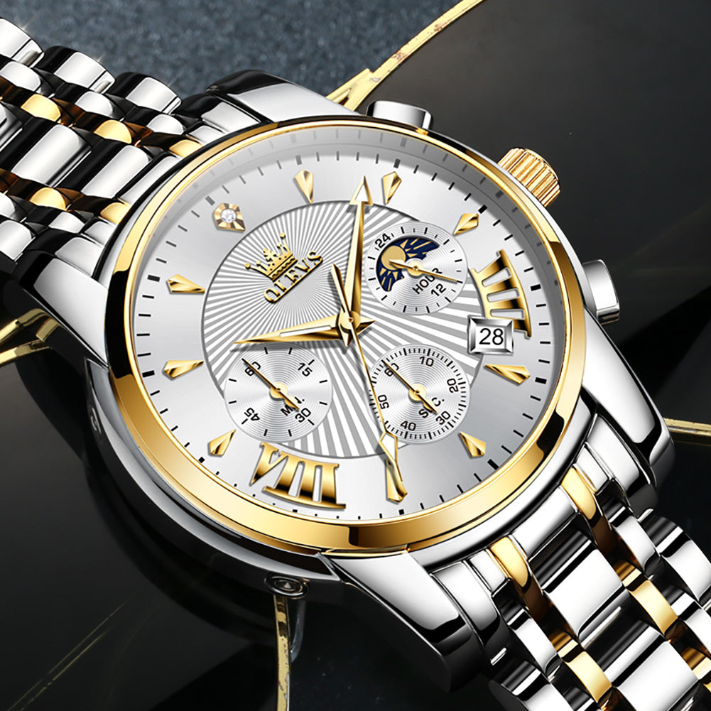 Two Tone Strap-White Dial Gold Trim