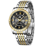 Two Tone Strap-Black Dial Gold Trim