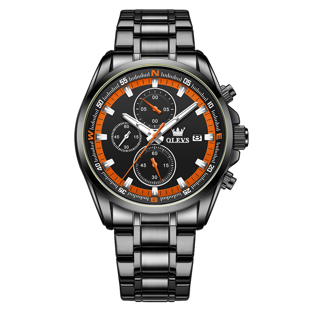 Black Strap- Orange Dial Black Trim