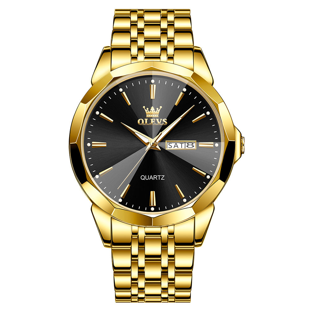 Gold Strap-Black Dial Gold Trim