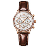 Brown Strap-White Dial Rose gold Trim