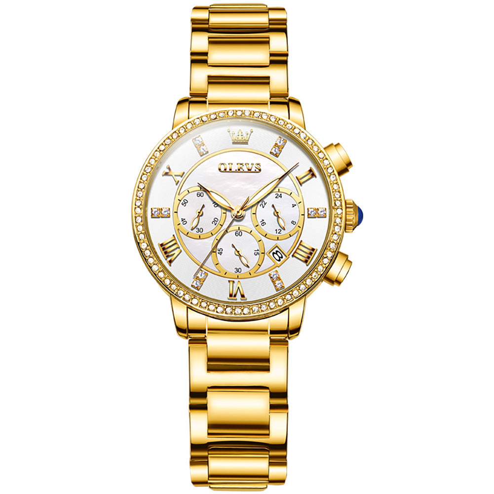 Gold Strap-White Dial Gold Trim