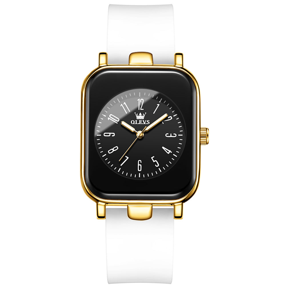 Silver Strap-Black Dial Gold Trim