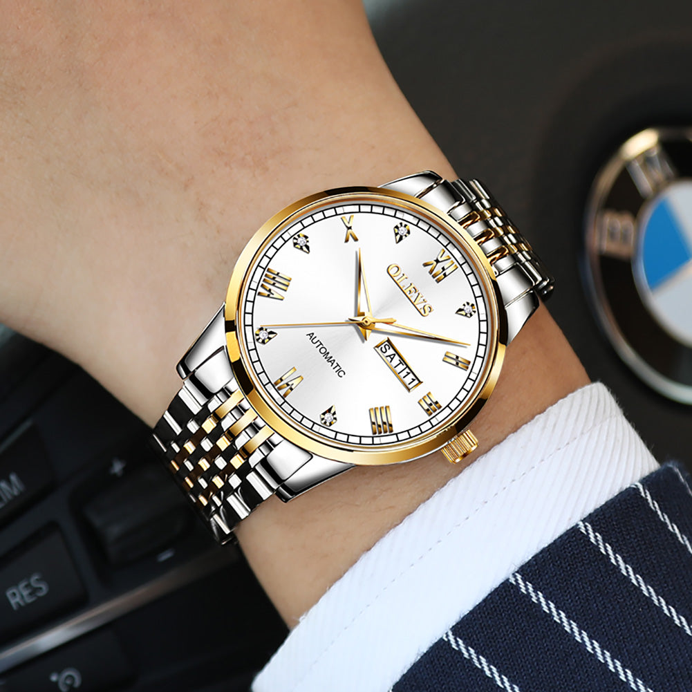 Two Tone Strap-White Dial Gold Trim