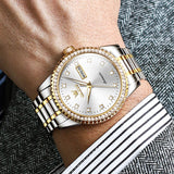 Two Tone Strap-White Dial Gold Trim