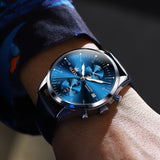 Black Strap-Blue Dial Silver Trim